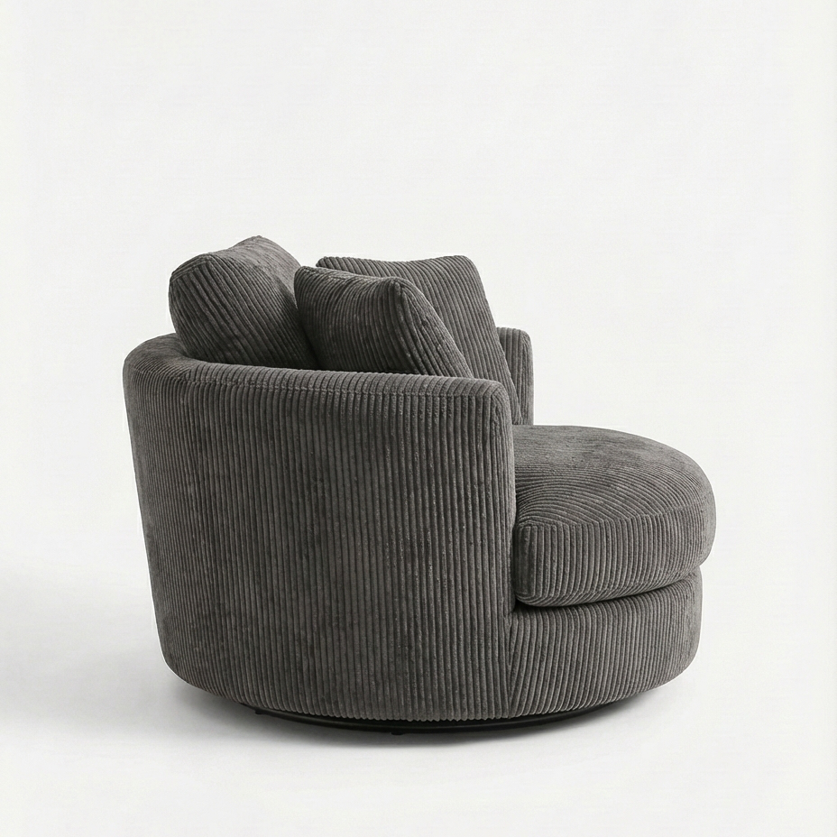 Cuddle Swivel Chair - Grey - Lifestyle Setting | Vibe Sofas