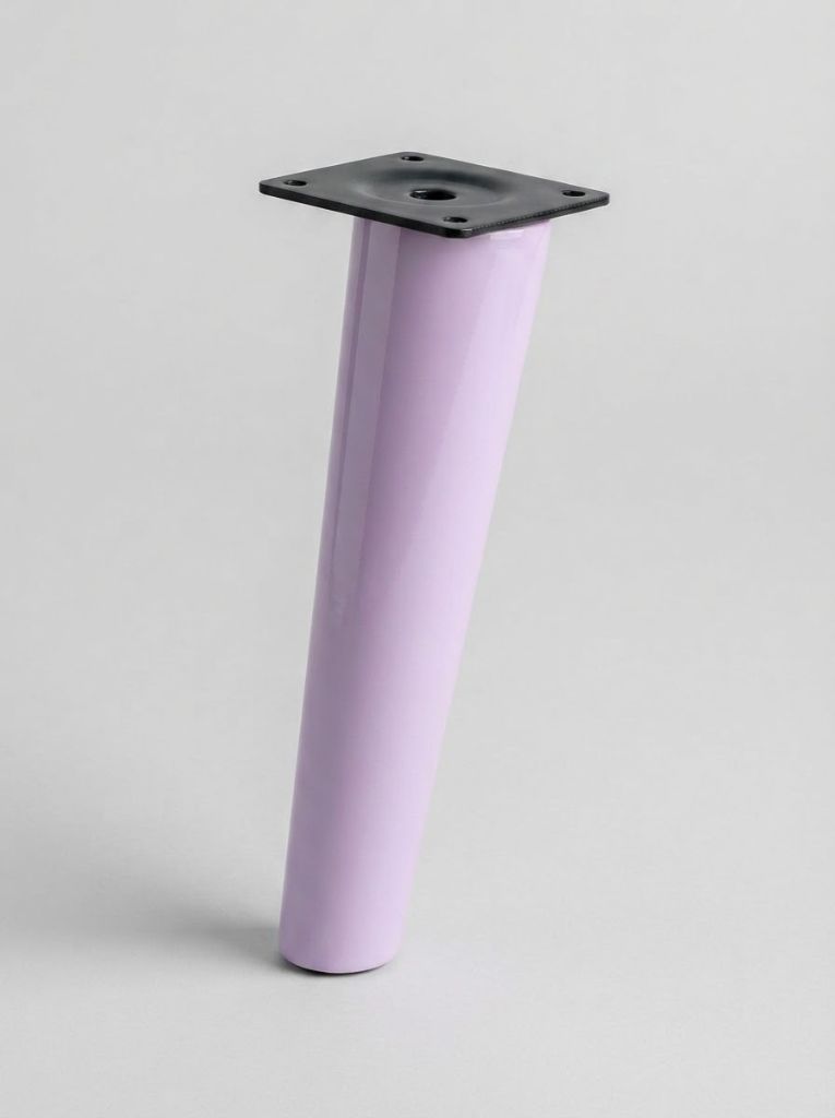 Lilac Scandi tapered sofa leg with black mounting plate