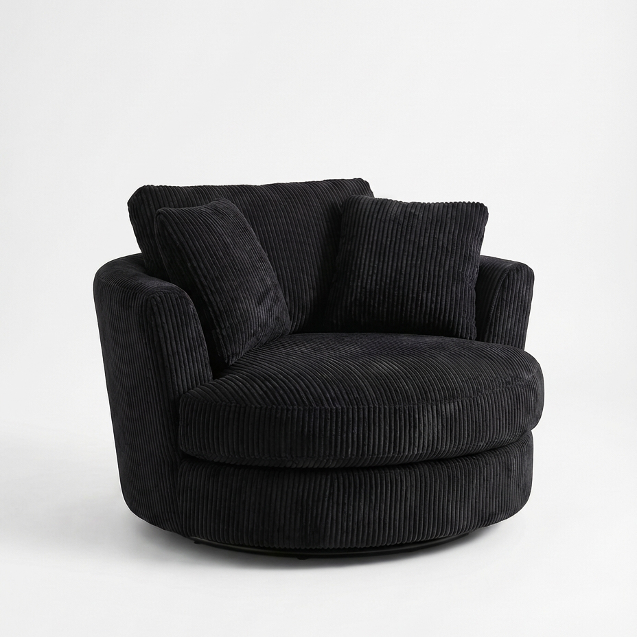 Cuddle Swivel Chair - Black - Lifestyle Setting | Vibe Sofas