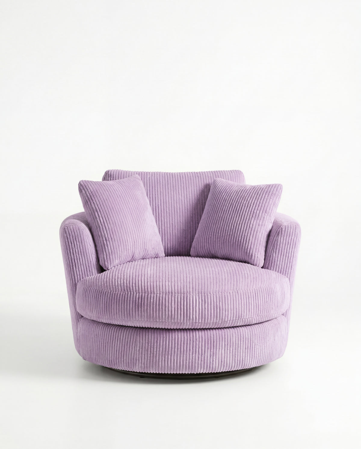 Cuddle Swivel Chair - Lilac - Alternative Angle | Vibe Sofas