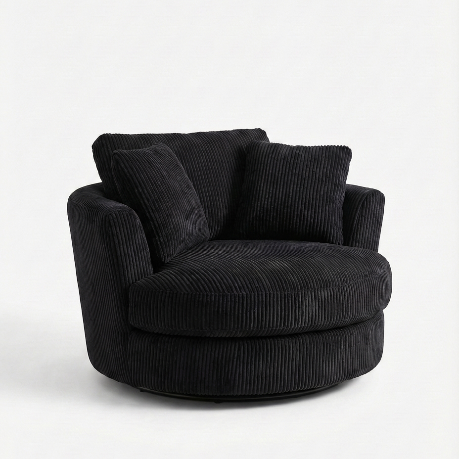 Cuddle Swivel Chair - Black - View 2 | Vibe Sofas Australia