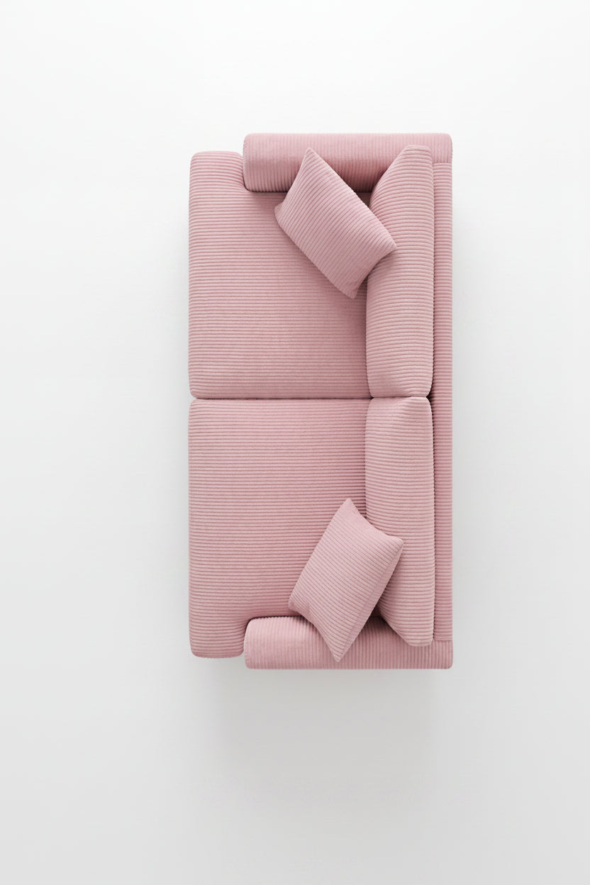 Meadow 2 Seater Sofa - Baby Pink Corduroy - Room Setting | Vibe Sofas Australia