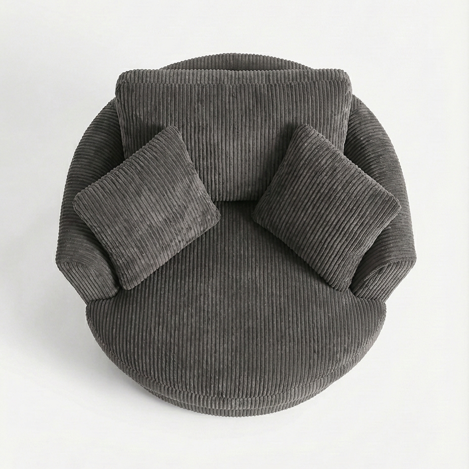 Cuddle Swivel Chair - Grey - Alternative Angle | Vibe Sofas