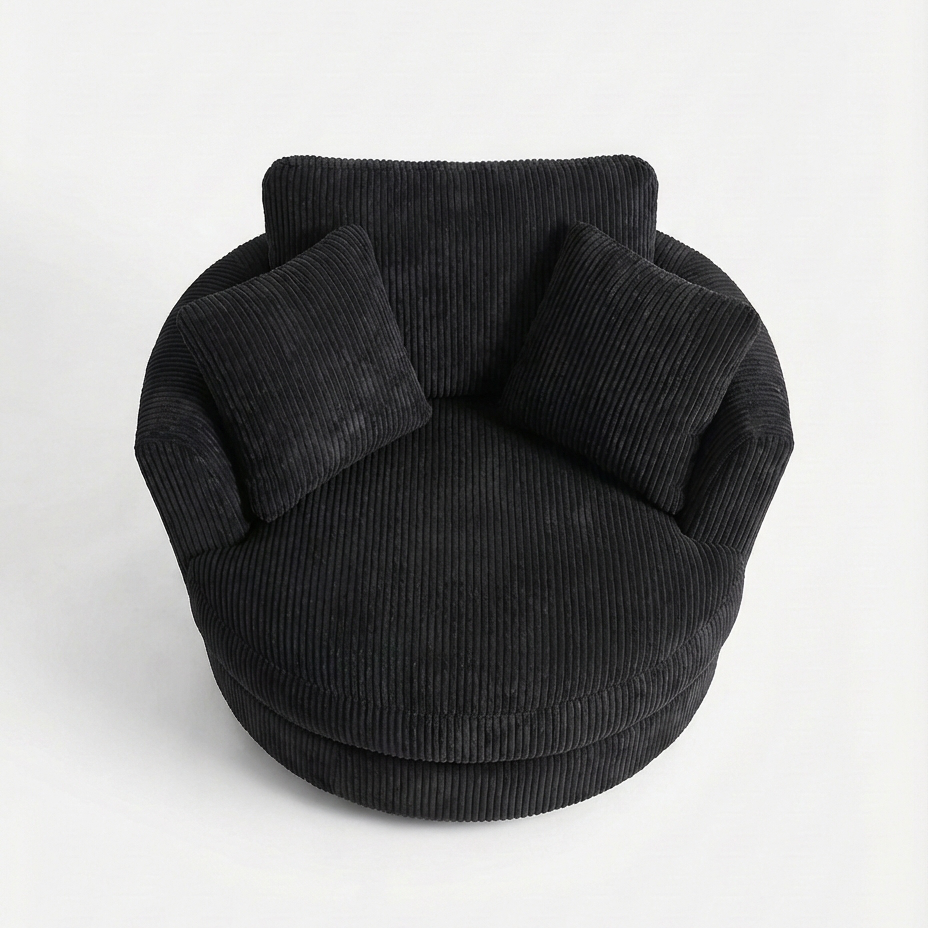 Cuddle Swivel Chair - Black - Detail Close-Up | Vibe Sofas