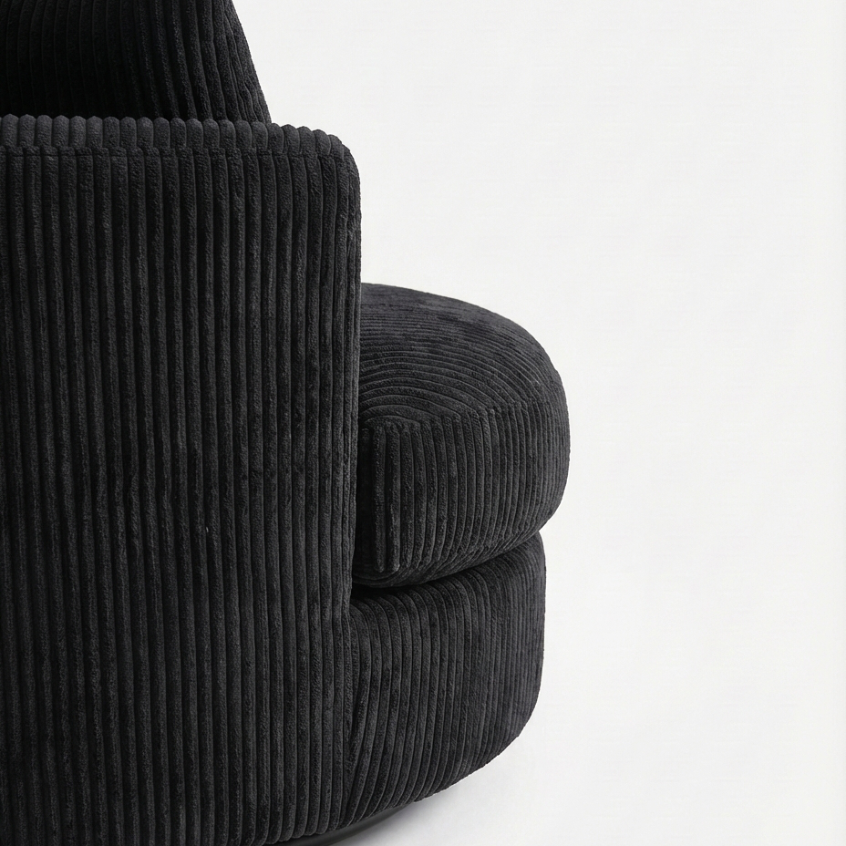 Cuddle Swivel Chair - Black - Alternative Angle | Vibe Sofas