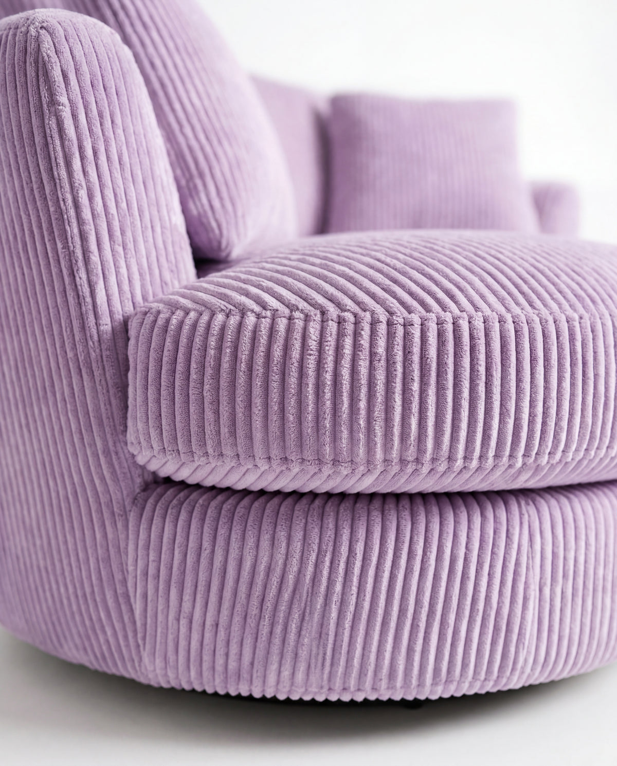 Cuddle Swivel Chair - Lilac - Dimensions View | Vibe Sofas