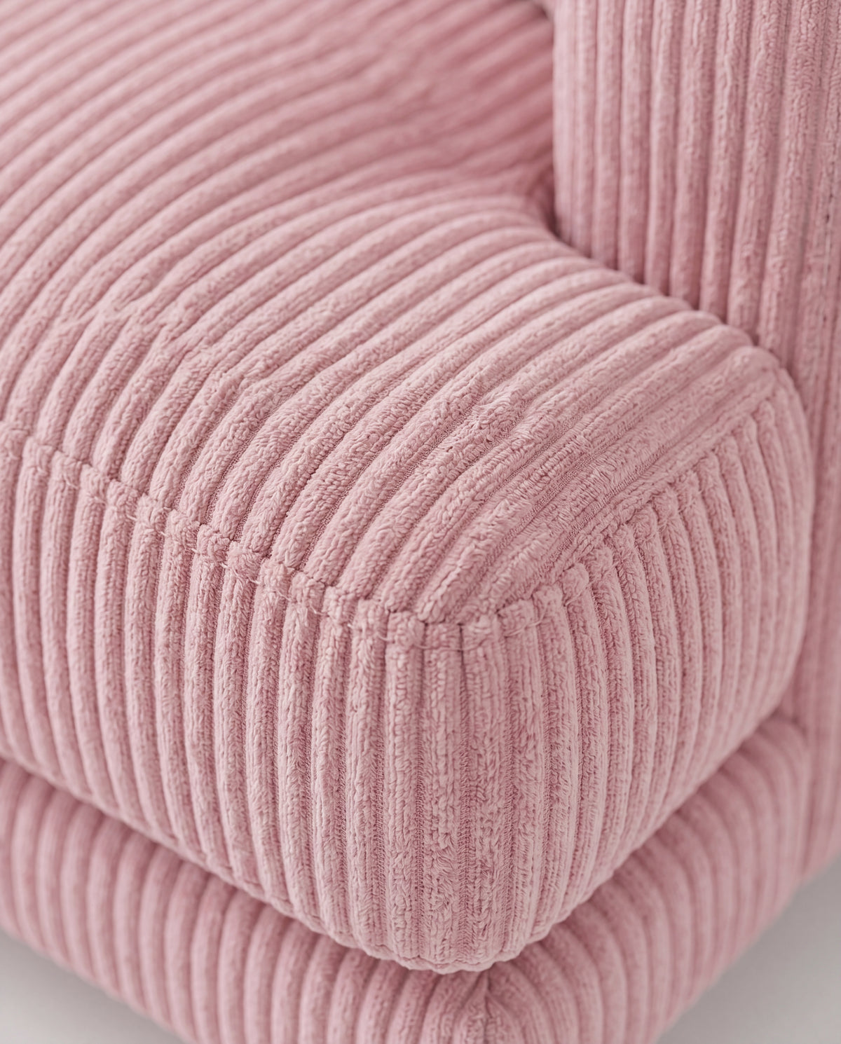 Meadow 2 Seater Sofa - Baby Pink Corduroy - Detail Close-Up | Vibe Sofas