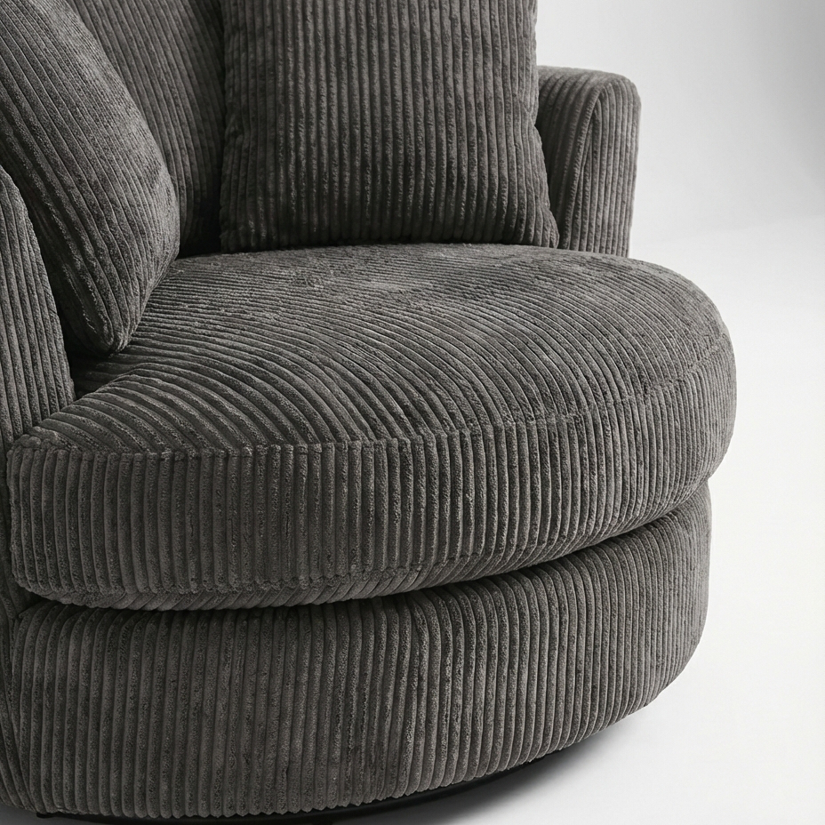 Cuddle Swivel Chair - Grey - Detail Close-Up | Vibe Sofas