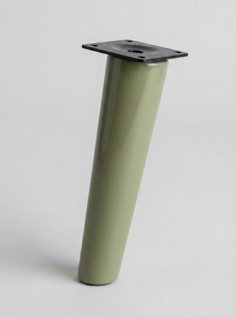 Sage Green Scandi tapered sofa leg with black mounting plate