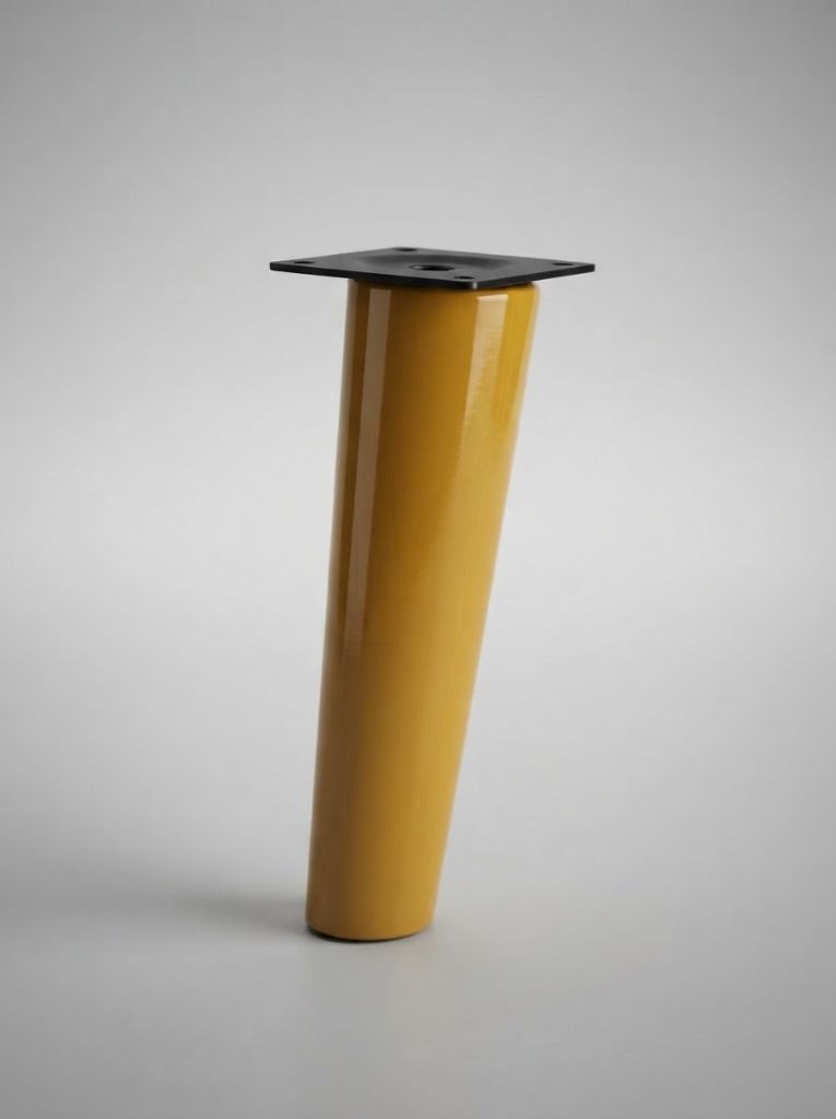 Mustard Scandi tapered sofa leg with black mounting plate
