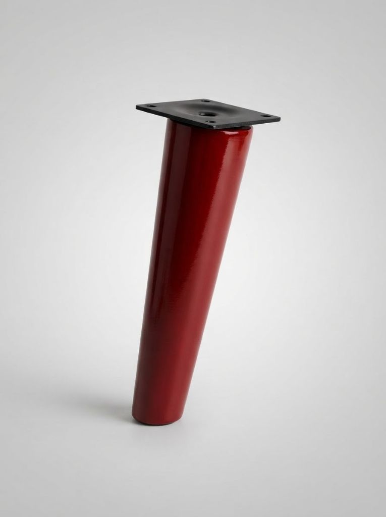 Cherry Red Scandi tapered sofa leg with black mounting plate