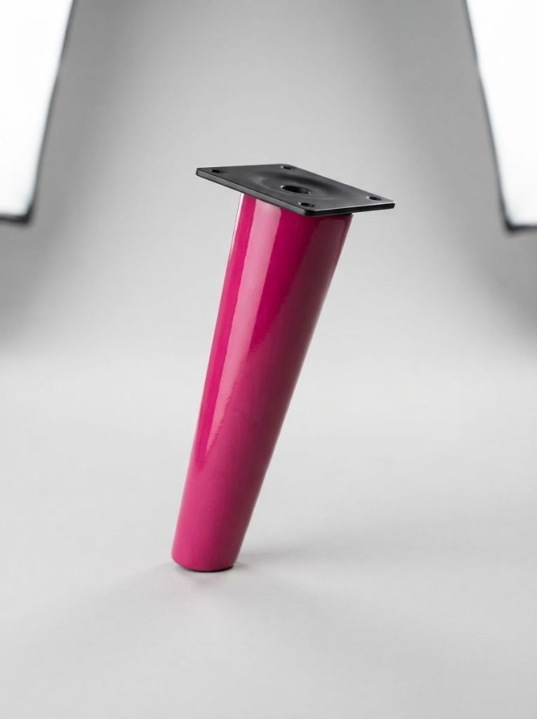Magenta Scandi tapered sofa leg with black mounting plate