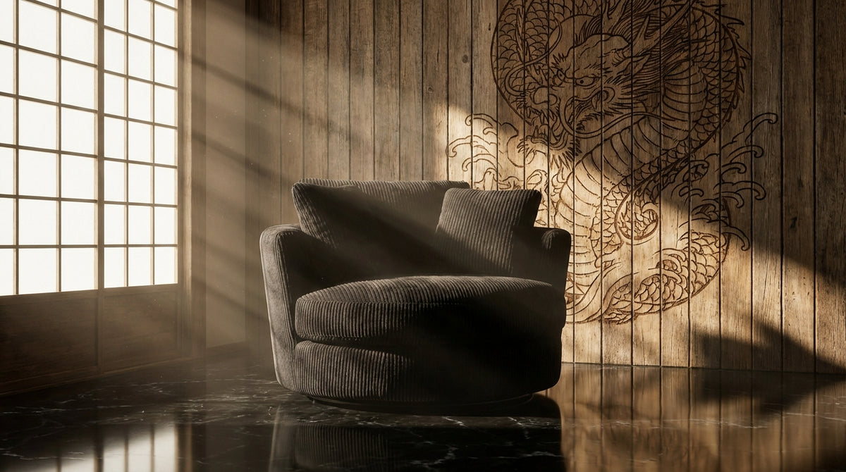 Cuddle Swivel Chair - Black - View 9 | Vibe Sofas Australia