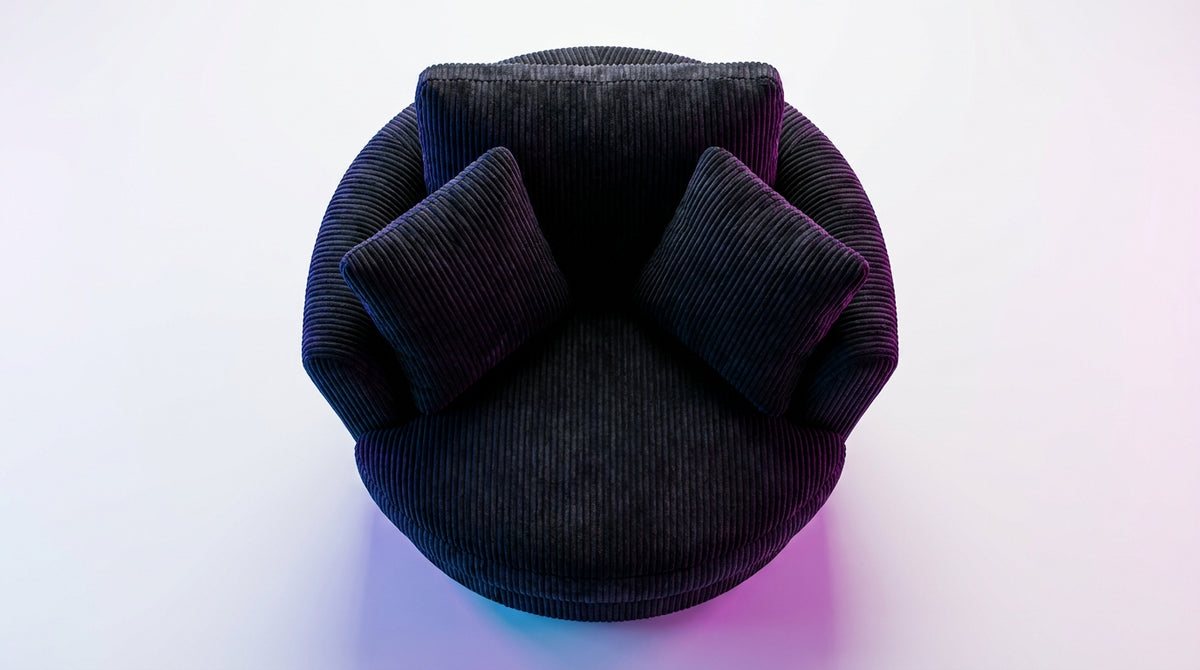 Cuddle Swivel Chair - Black - View 4 | Vibe Sofas Australia