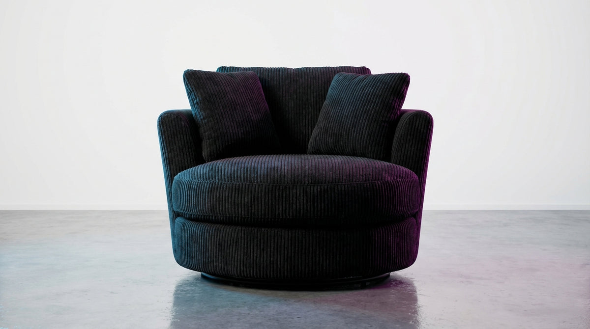 Cuddle Swivel Chair - Black - View 3 | Vibe Sofas Australia