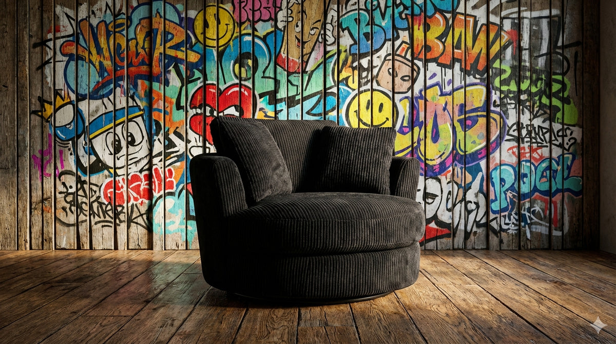 Cuddle Swivel Chair - Black - View 7 | Vibe Sofas Australia