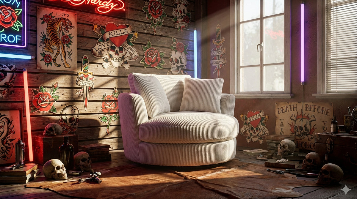 Cuddle Swivel Chair - White - Detail Close-Up | Vibe Sofas