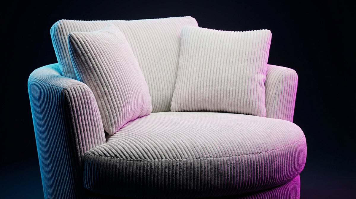 Cuddle Swivel Chair - White - Lifestyle Setting | Vibe Sofas