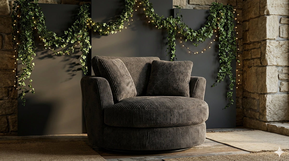 Cuddle Swivel Chair - Grey - View 7 | Vibe Sofas Australia
