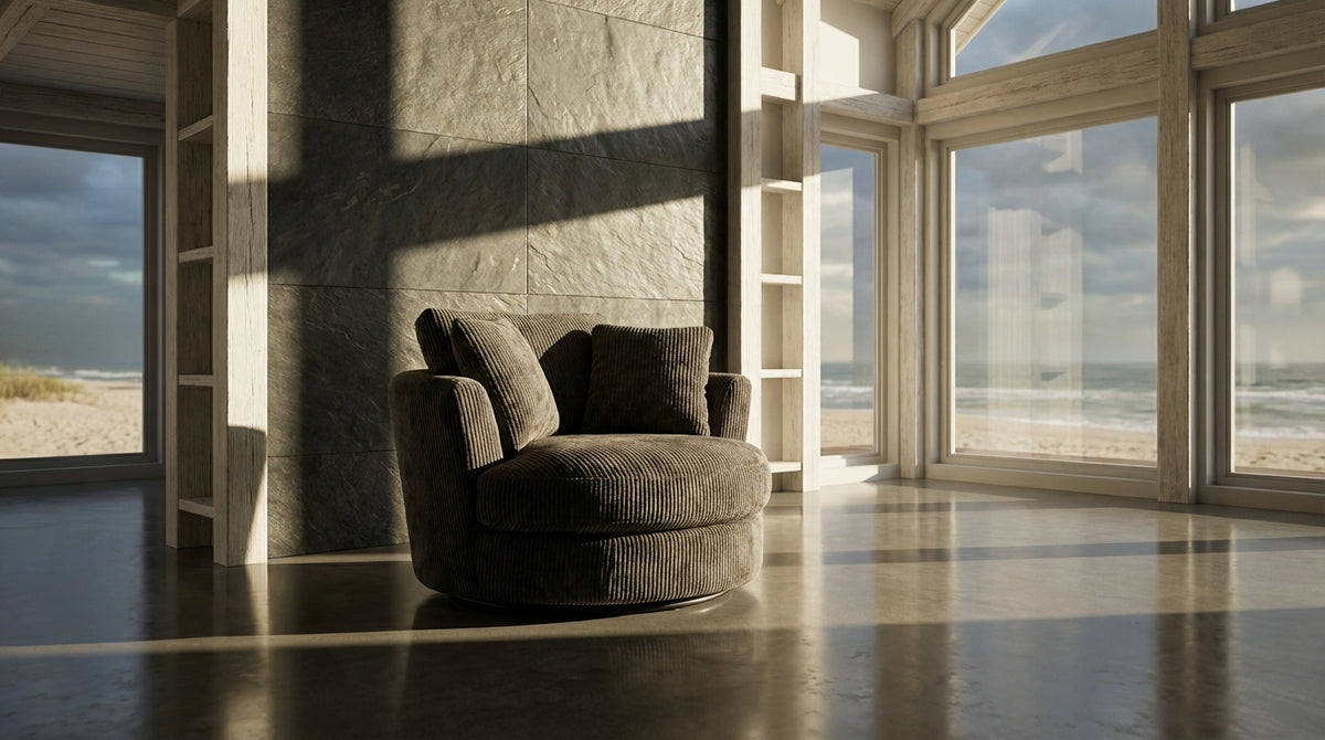 Cuddle Swivel Chair - Grey - View 6 | Vibe Sofas Australia
