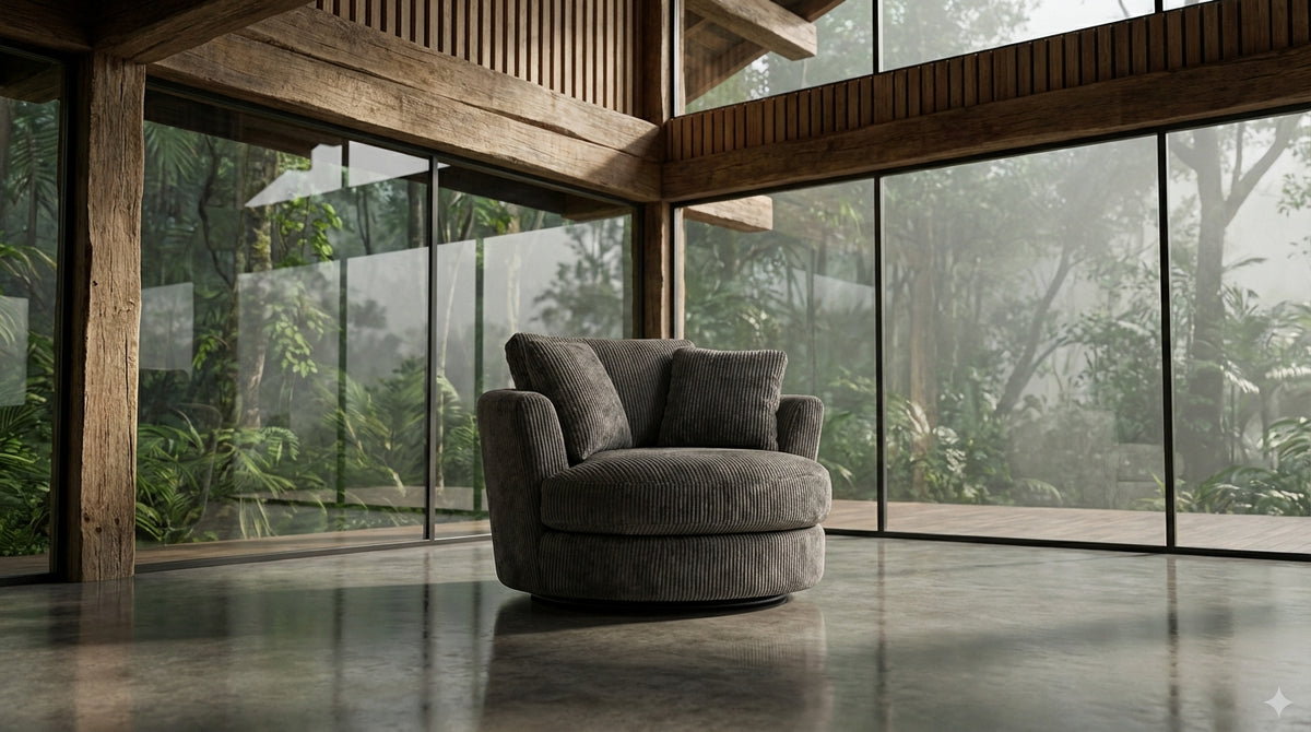 Cuddle Swivel Chair - Grey - View 3 | Vibe Sofas Australia