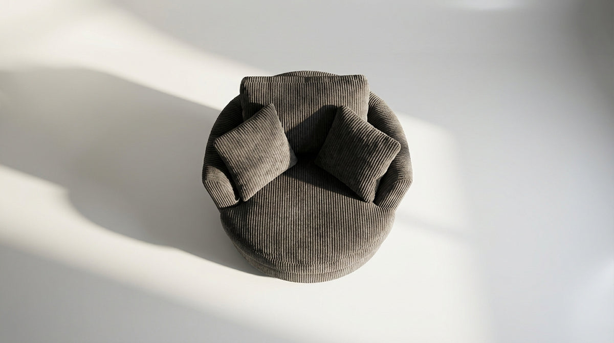 Cuddle Swivel Chair - Grey - View 2 | Vibe Sofas Australia