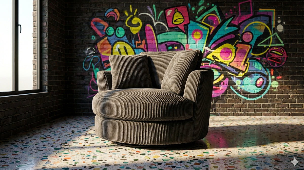 Cuddle Swivel Chair - Grey - View 4 | Vibe Sofas Australia