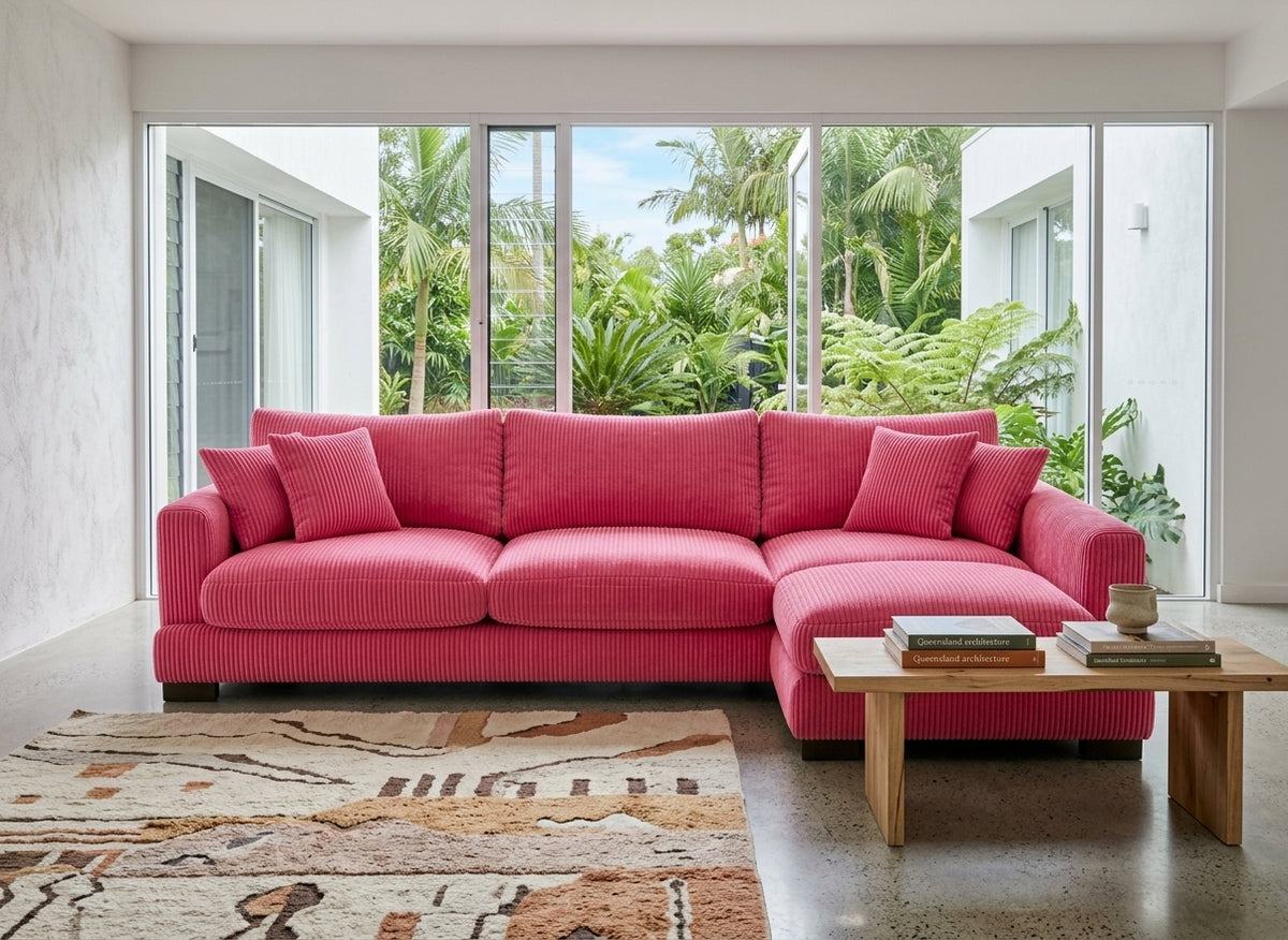 Cloud Chaise Lounge Candy Pink Corduroy