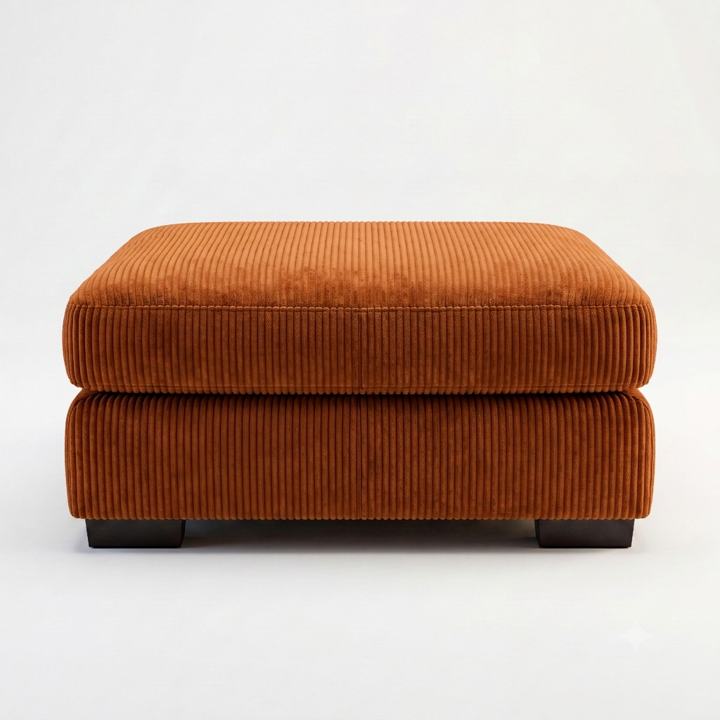 Cloud Ottoman Burnt Orange Corduroy