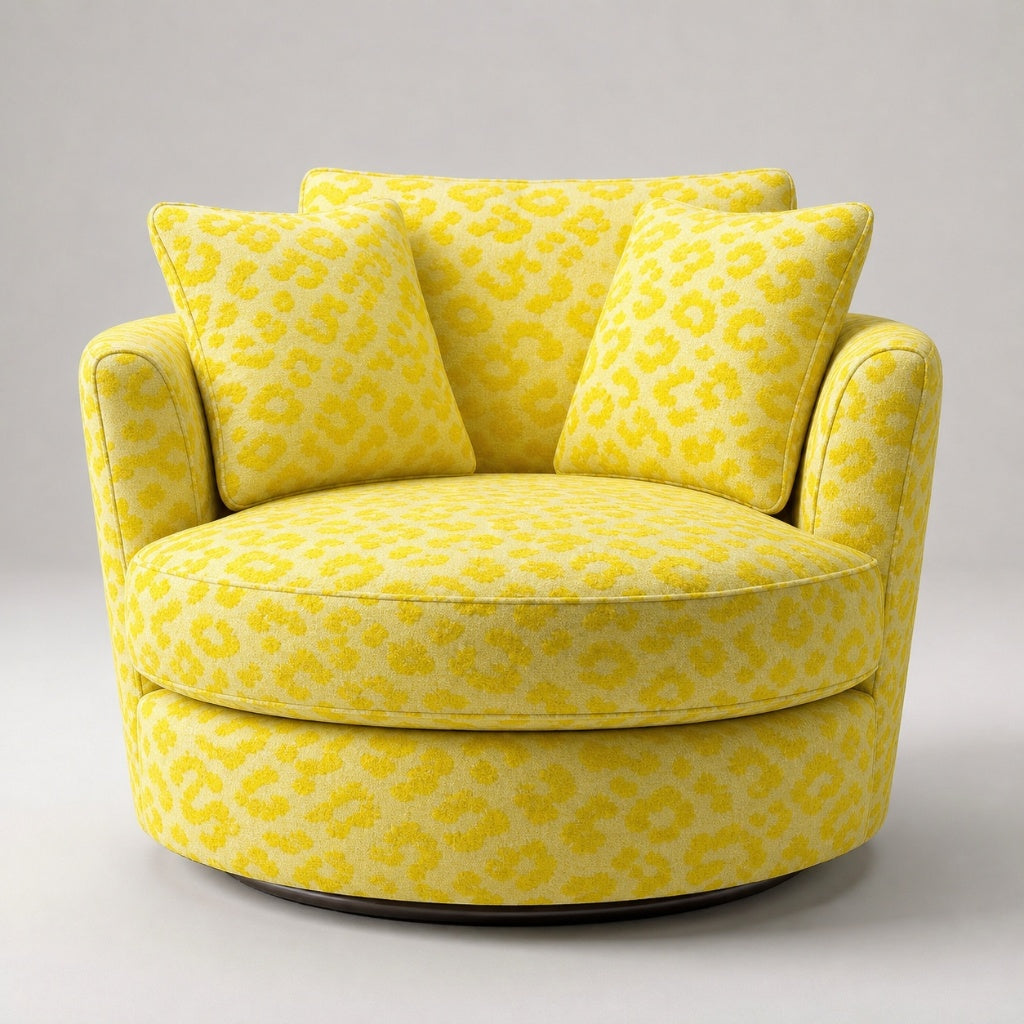 Cuddle Swivel Chair - Yellow Leopard