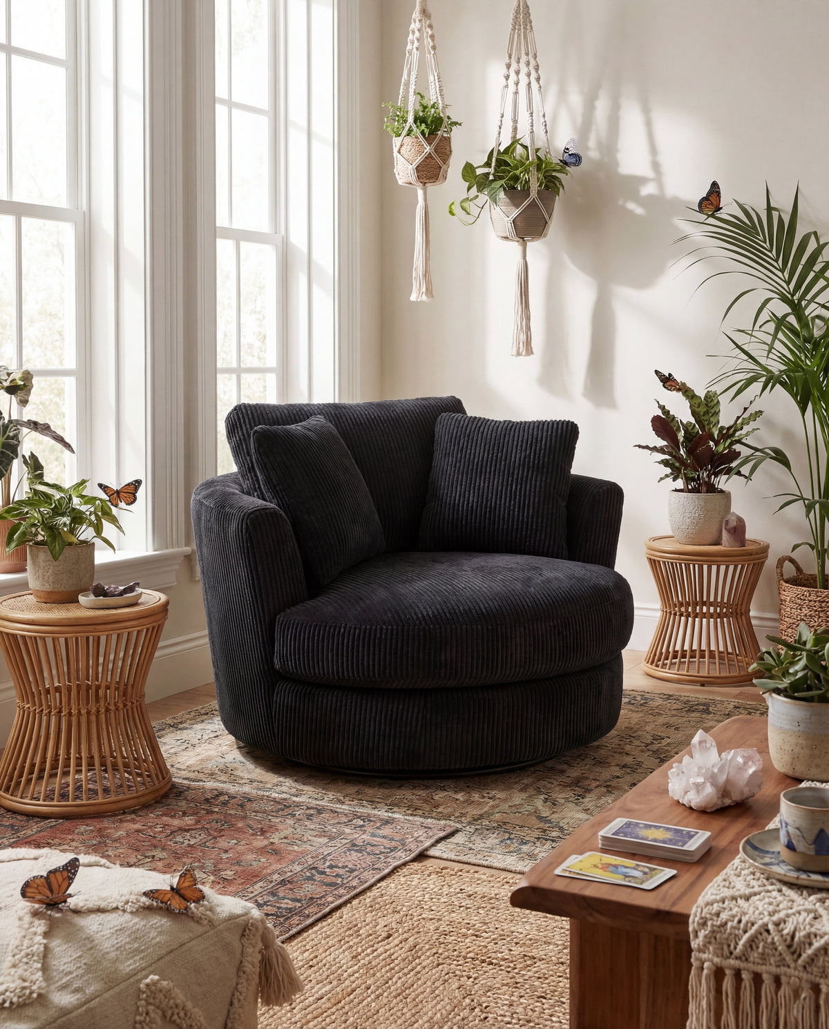 Cuddle Swivel Chair - Black - View 11 | Vibe Sofas Australia