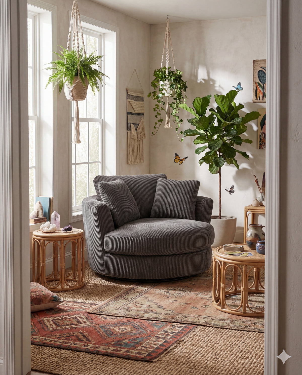 Cuddle Swivel Chair - Grey — Lifestyle