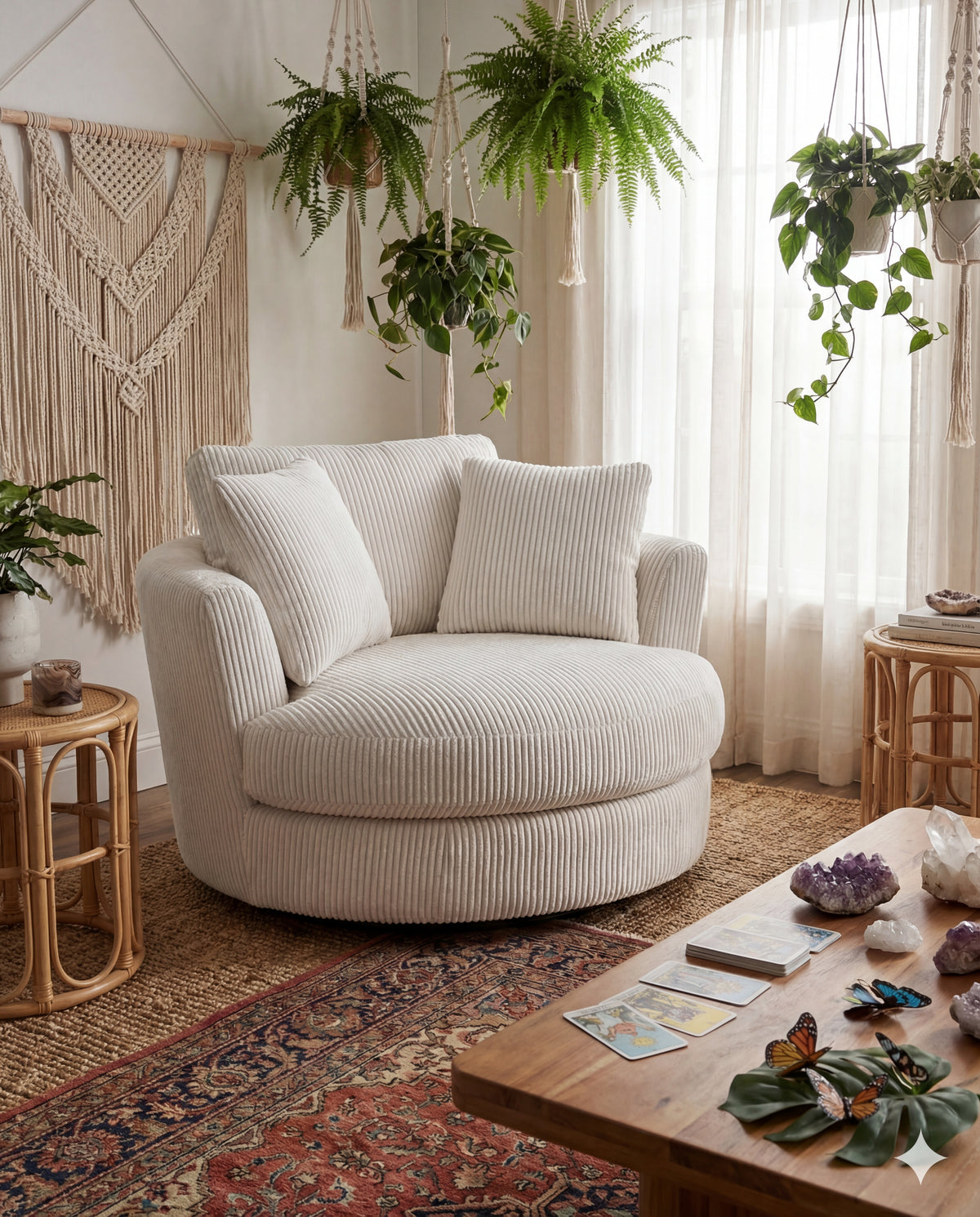 Cuddle Swivel Chair - White - View 3 | Vibe Sofas Australia