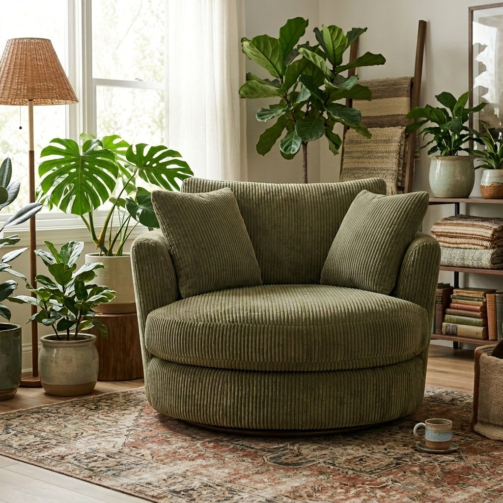 Cuddle Swivel Chair - Olive Green