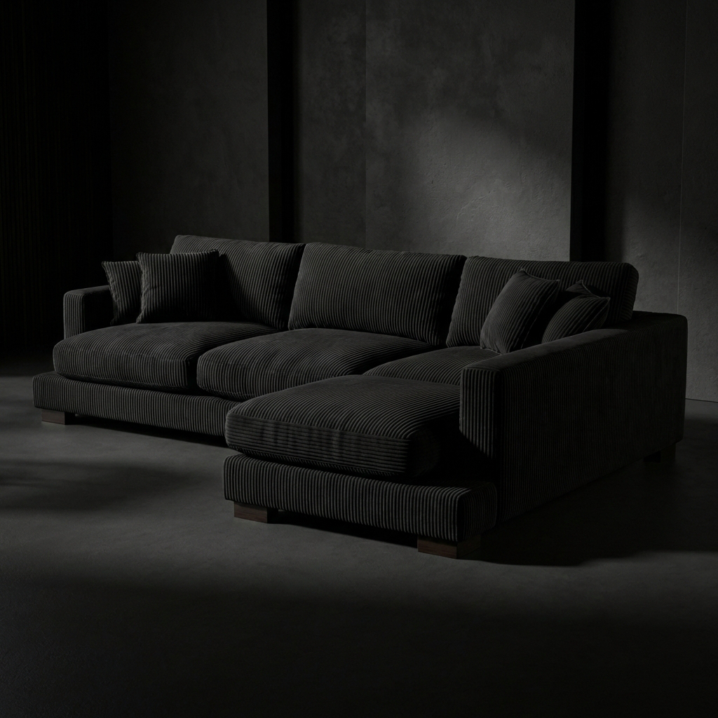 Bagira Black Corduroy Cloud Chaise Lounge