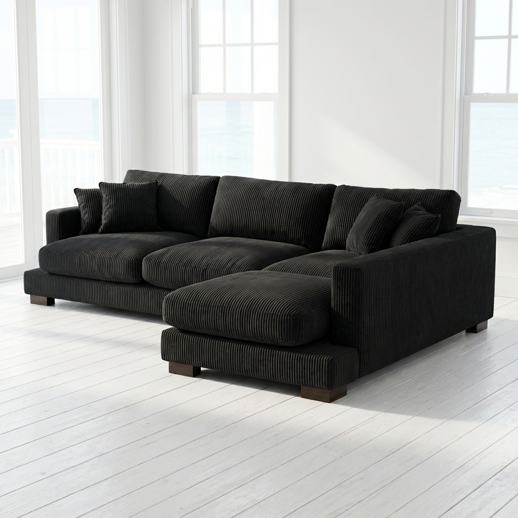 Bagira Black Corduroy Cloud Chaise Lounge
