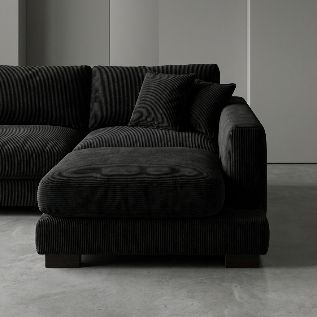 Bagira Black Corduroy Cloud Chaise Lounge