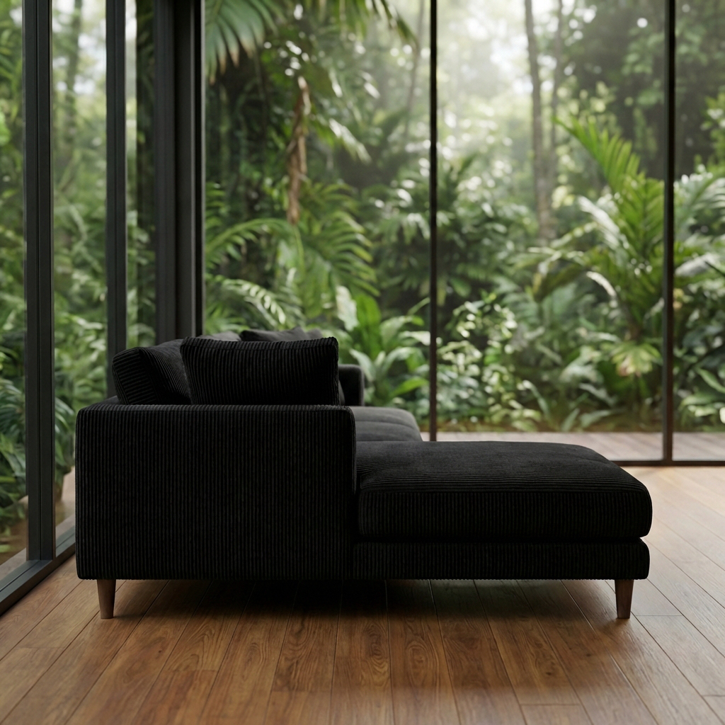 Meadow Chaise Lounge - Bagira Black Corduroy