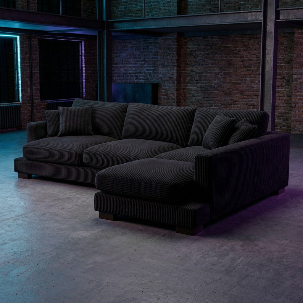 Bagira Black Corduroy Cloud Chaise Lounge