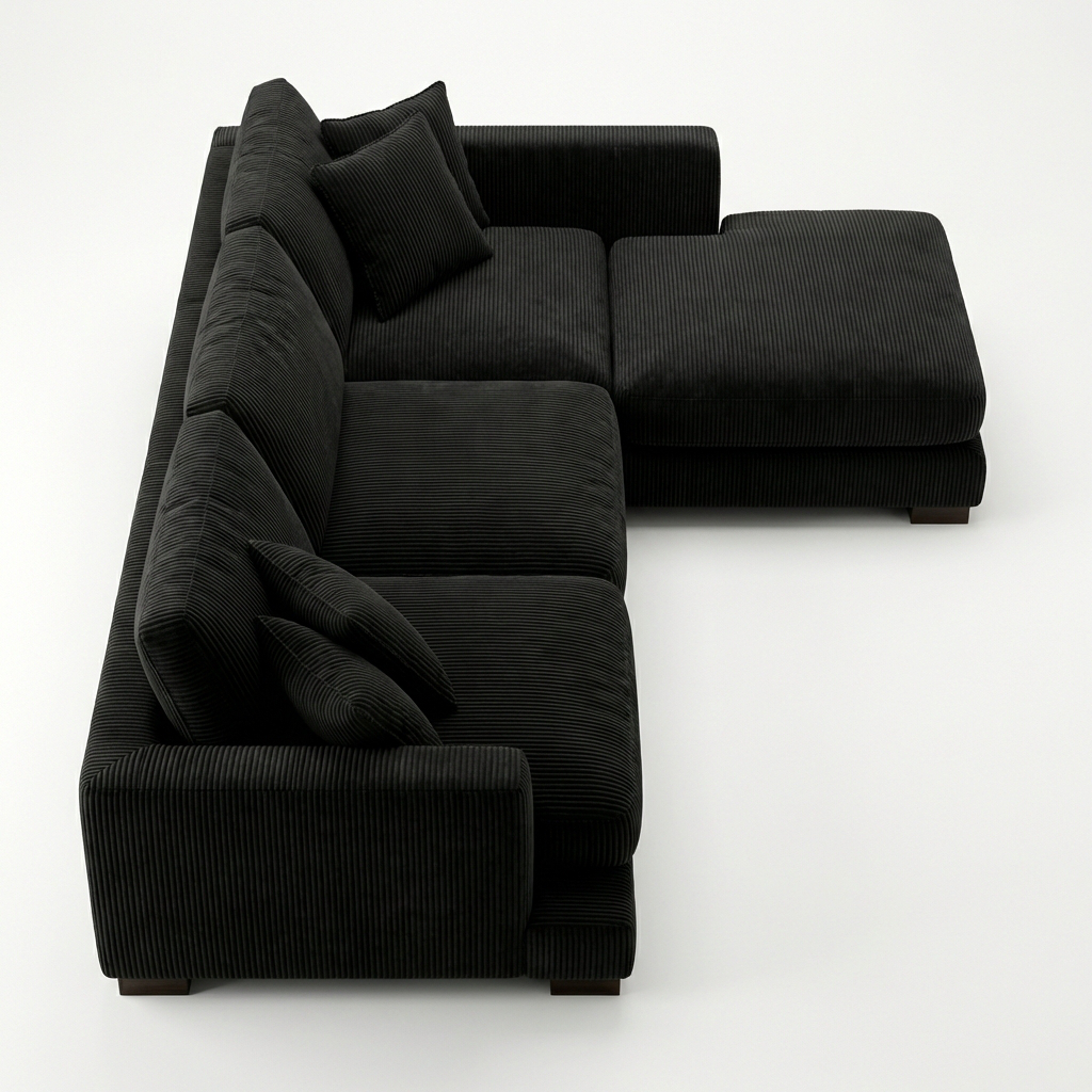 Bagira Black Corduroy Cloud Chaise Lounge