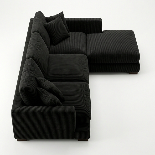 Bagira Black Corduroy Cloud Chaise Lounge Main Image