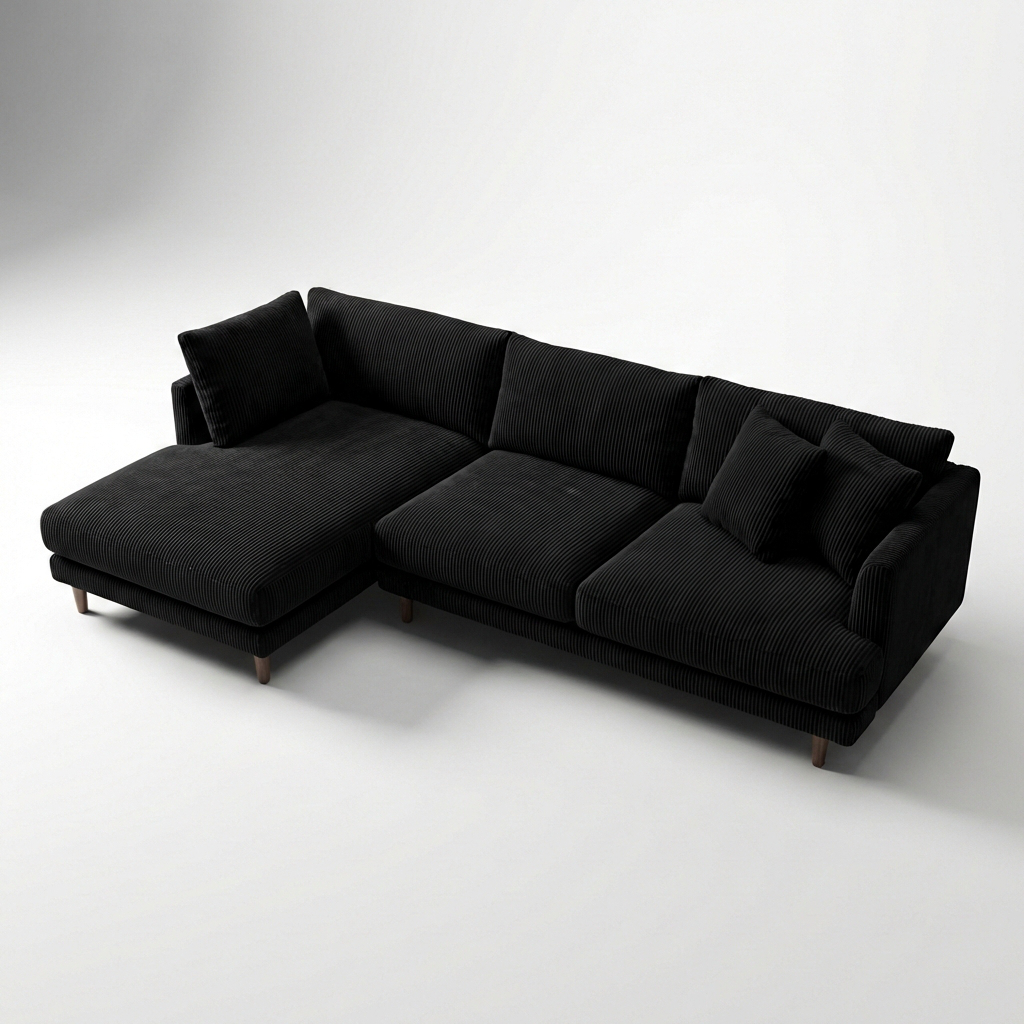 Meadow Chaise Lounge - Bagira Black Corduroy