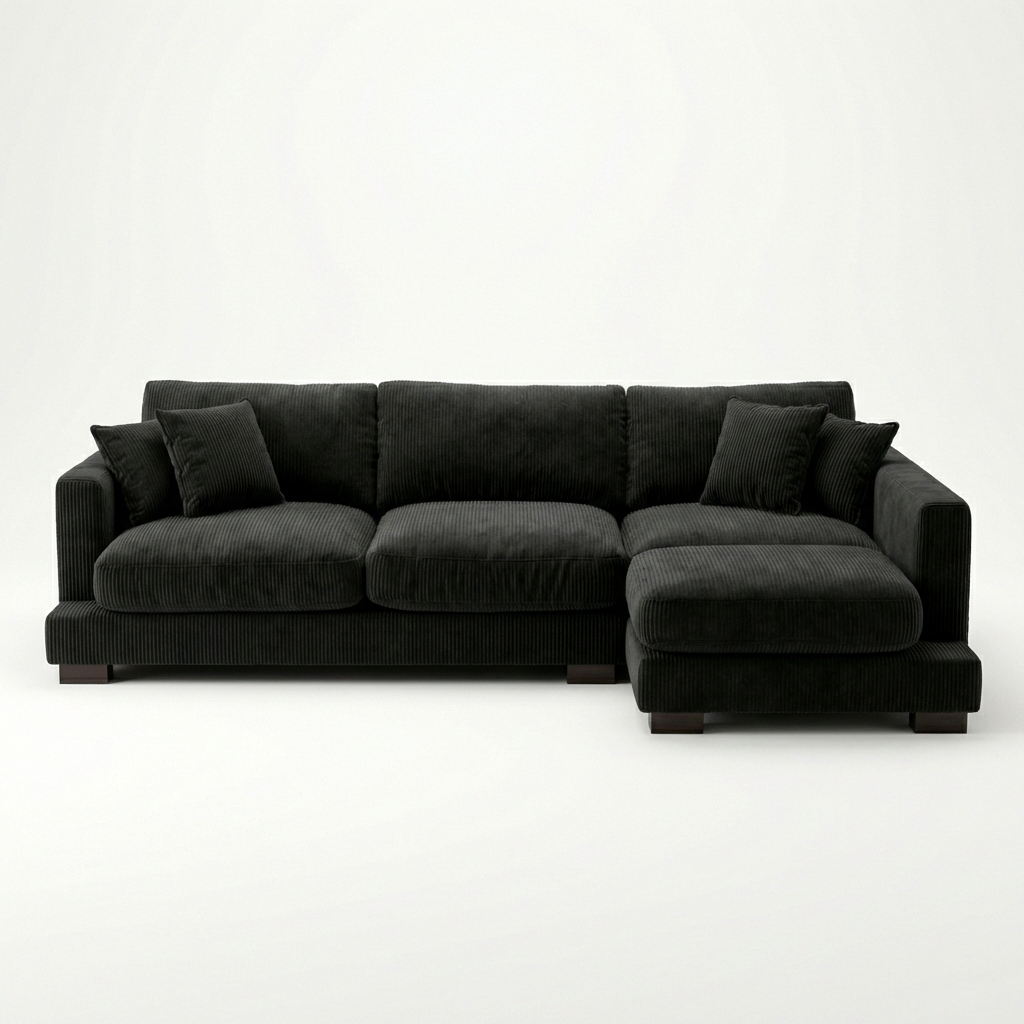 Bagira Black Corduroy Cloud Chaise Lounge