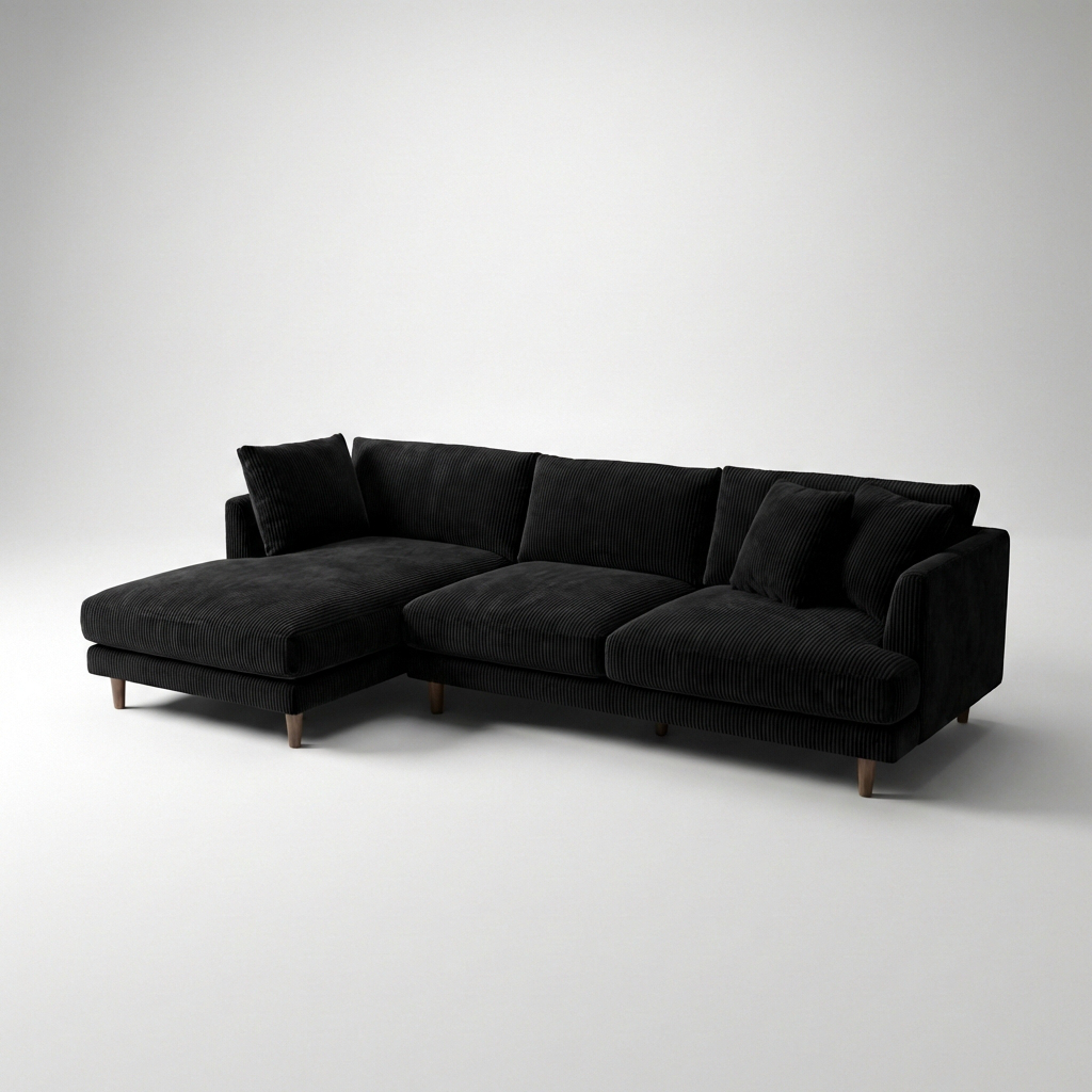 Meadow Chaise Lounge - Bagira Black Corduroy