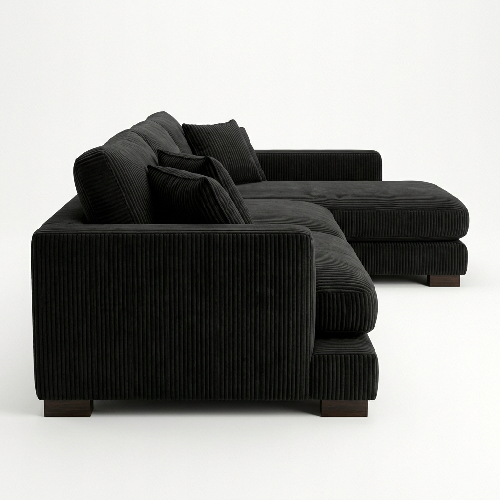 Bagira Black Corduroy Cloud Chaise Lounge