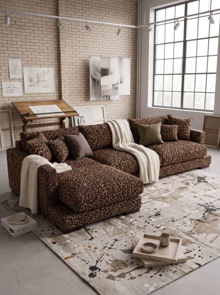 Leopard Print Cloud Chaise Lounge
