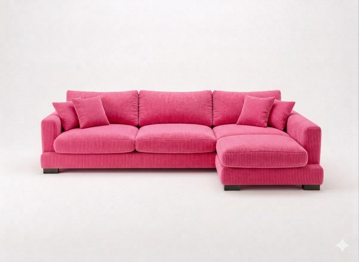 Cloud Chaise Lounge Candy Pink Corduroy — Lifestyle