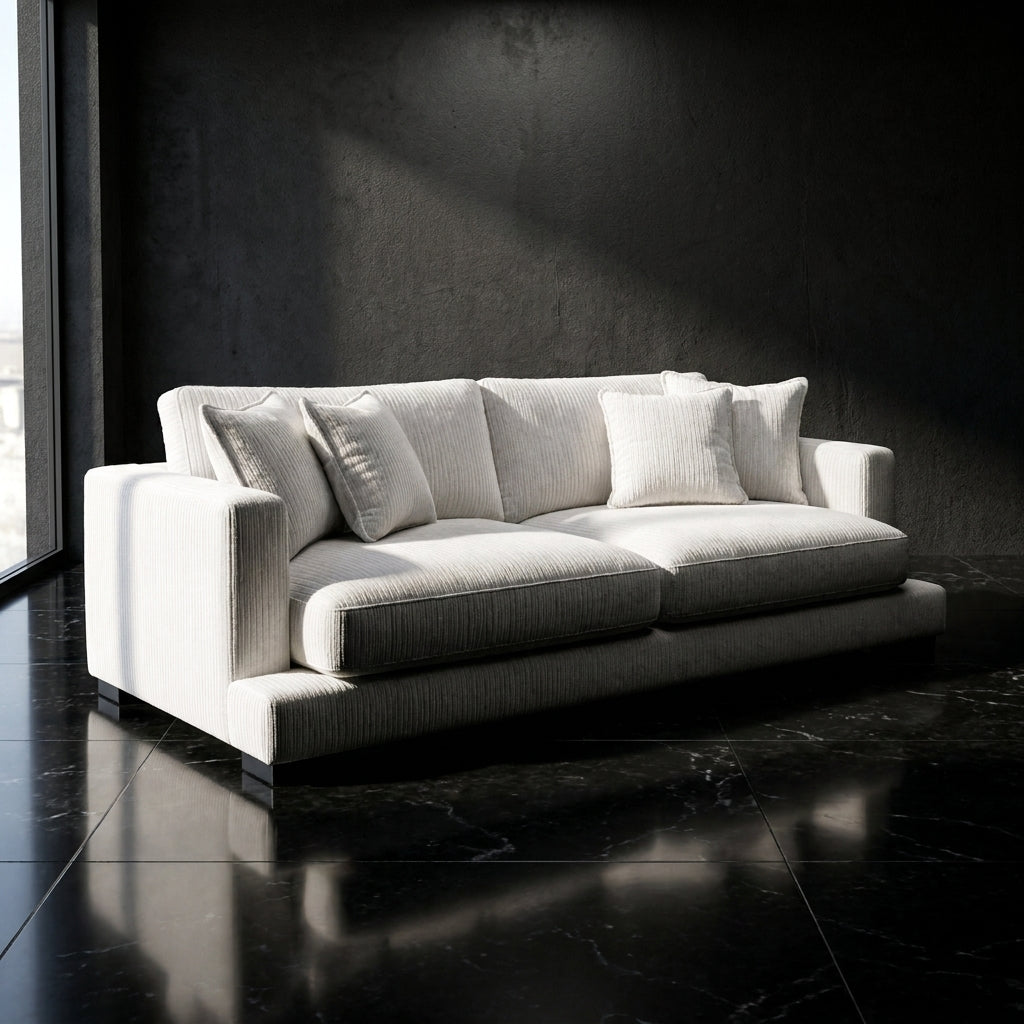 Cloud Sofa White Corduroy — Lifestyle Setting 2 | Corduroy | Vibe Sofas Australia