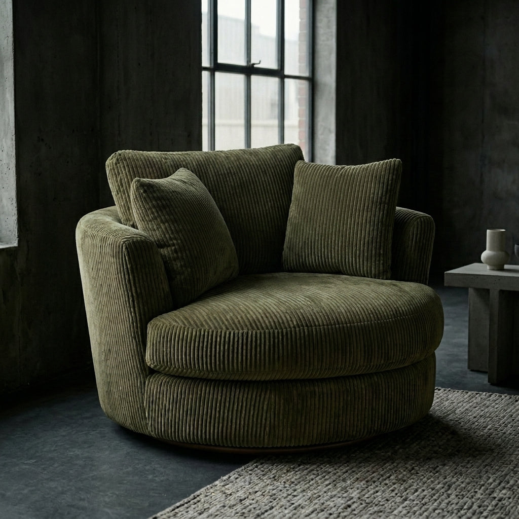 Cuddle Swivel Chair - Olive Green