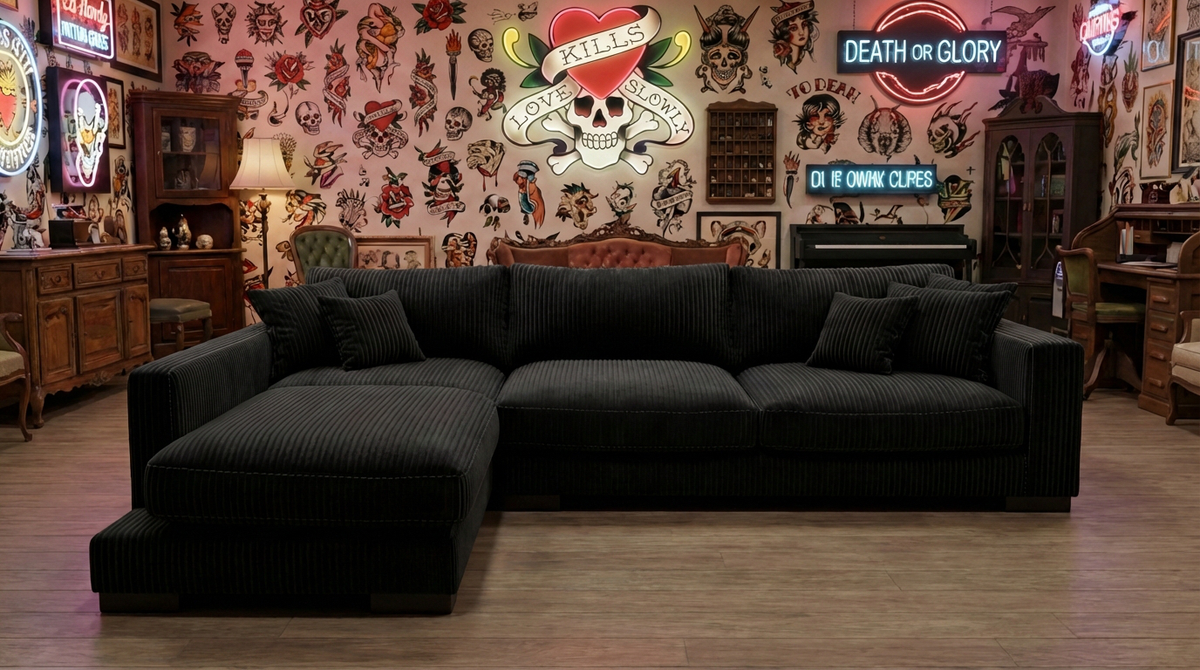 Bagira Black Corduroy Cloud Chaise Lounge